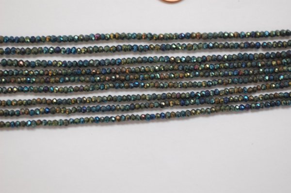 Multi Green Spinal Rondelle Faceted