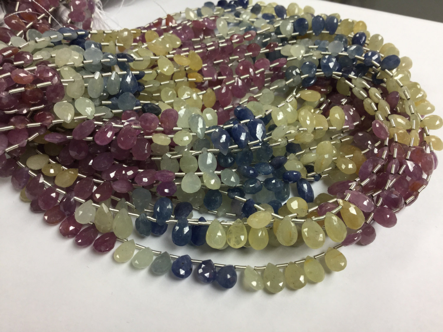 Multi Sapphire Pears Faceted