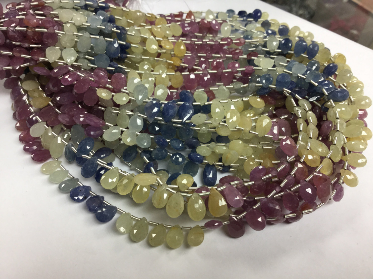Multi Sapphire Pears Faceted