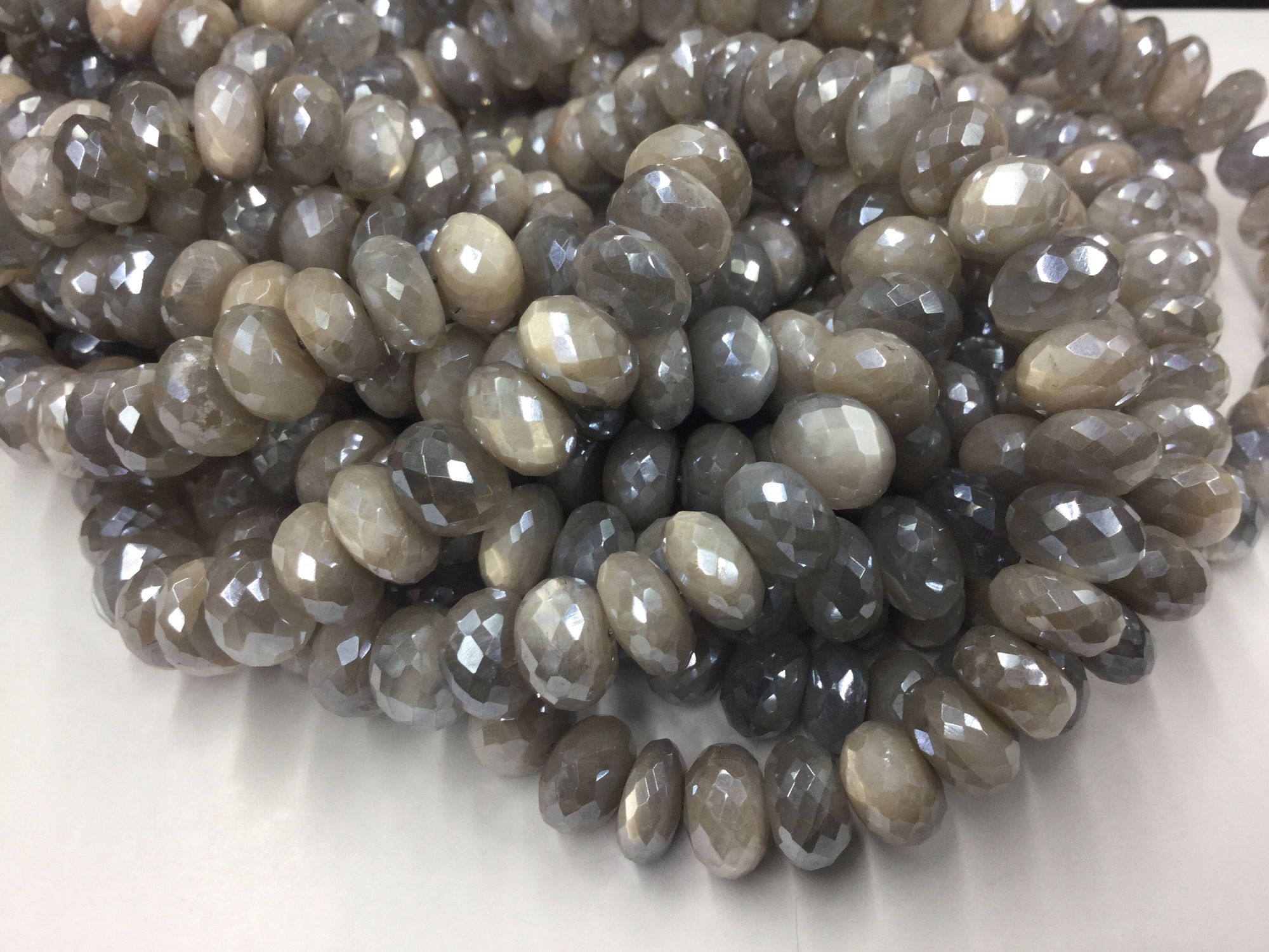 Mystic Australian  Moonstone Rondelles Faceted