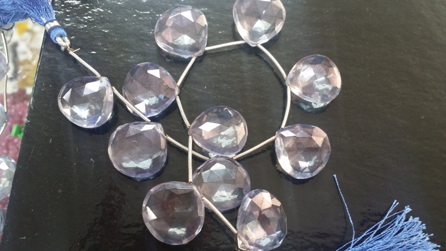 Mystic Blue Quartz Hearts Faceted