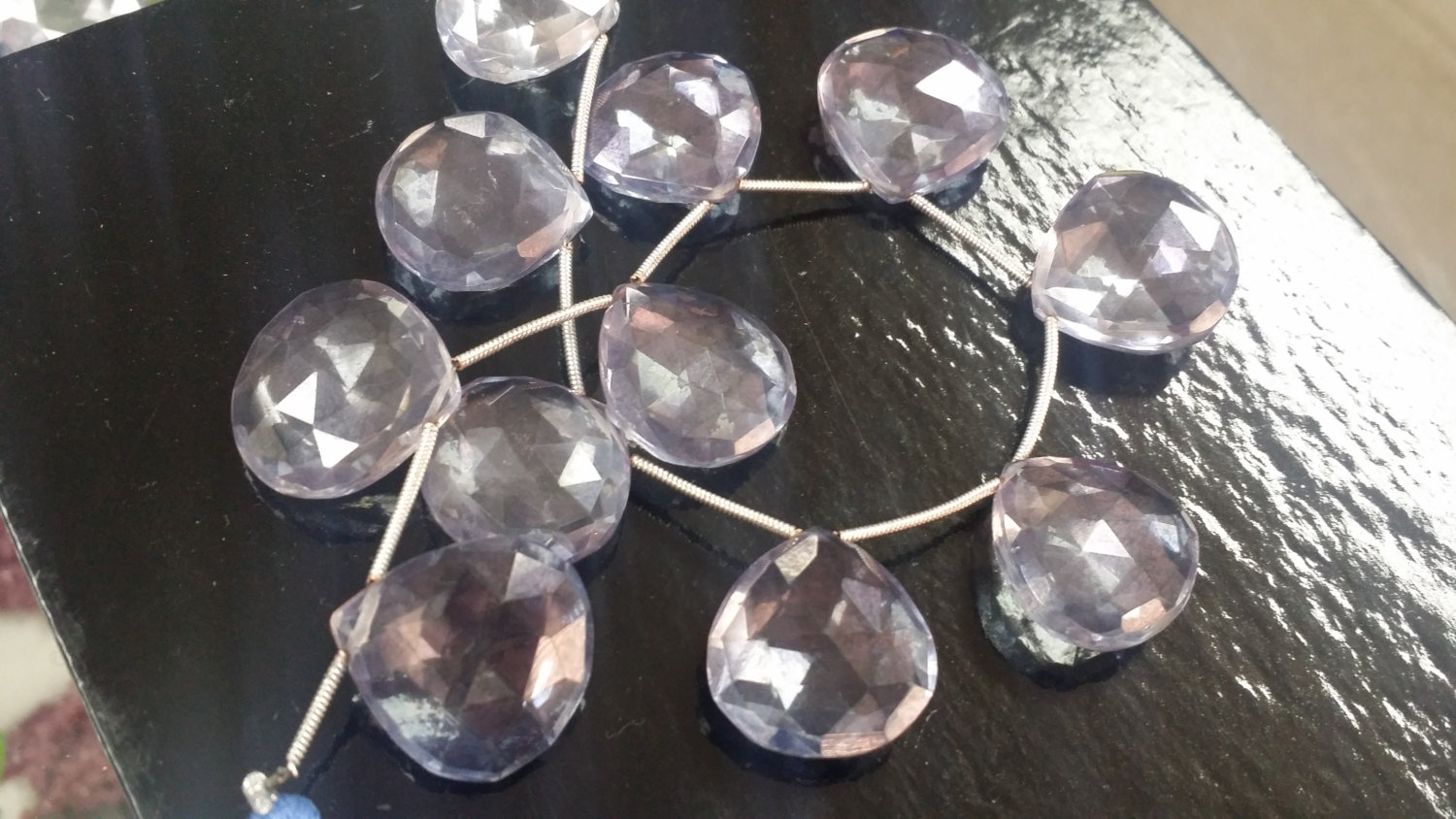 Mystic Blue Quartz Hearts Faceted