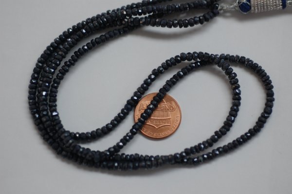 Mystic Blue Sapphire Rondelle Faceted  (Platinum Polished)