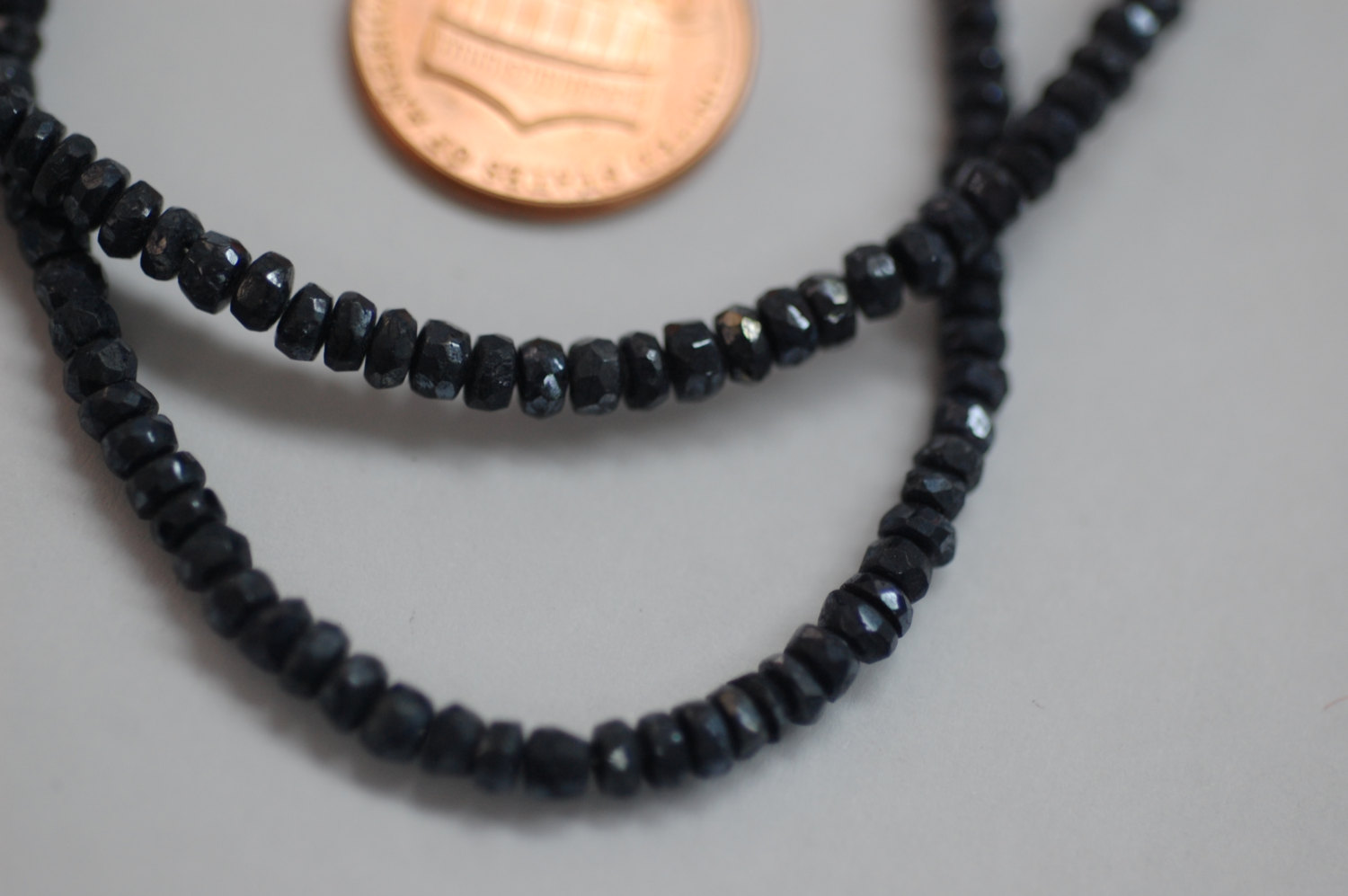 Mystic Blue Sapphire Rondelle Faceted  (Platinum Polished)