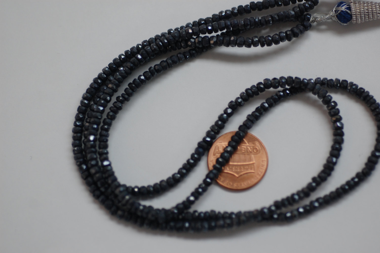 Mystic Blue Sapphire Rondelle Faceted  (Platinum Polished)