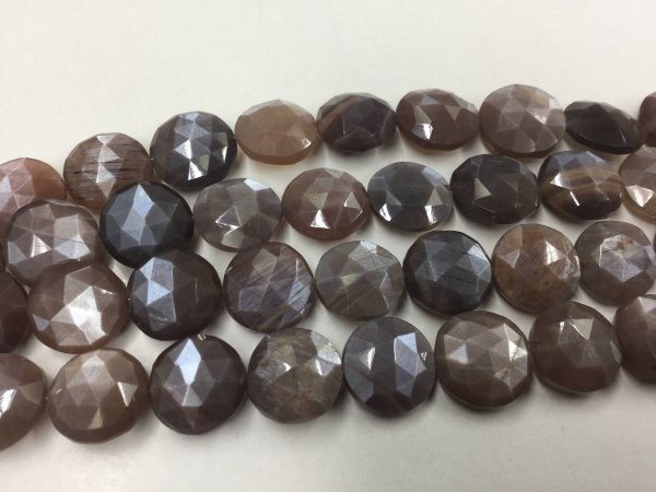 Chocolate Moonstone Coins Faceted