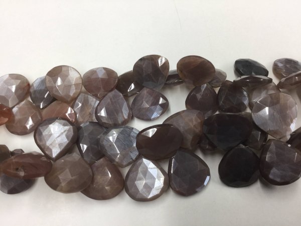 Chocolate Moonstone Hearts Faceted