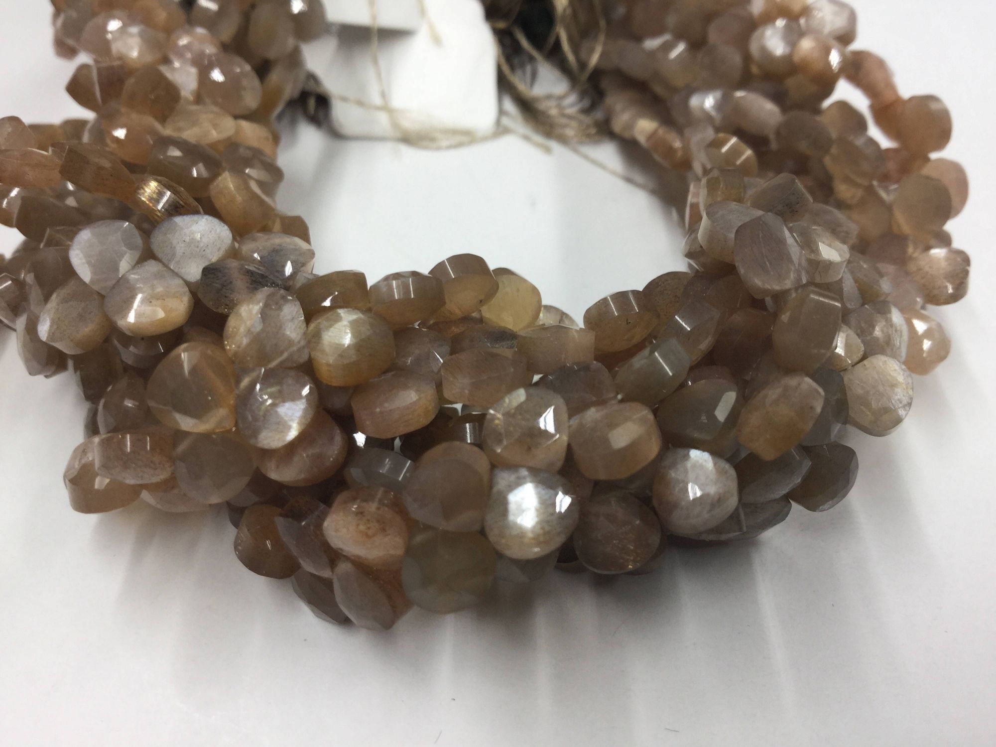 Chocolate Moonstone Hearts Faceted