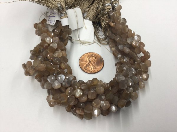 Chocolate Moonstone Hearts Faceted