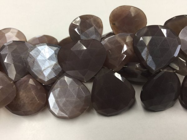 Chocolate Moonstone Hearts Faceted