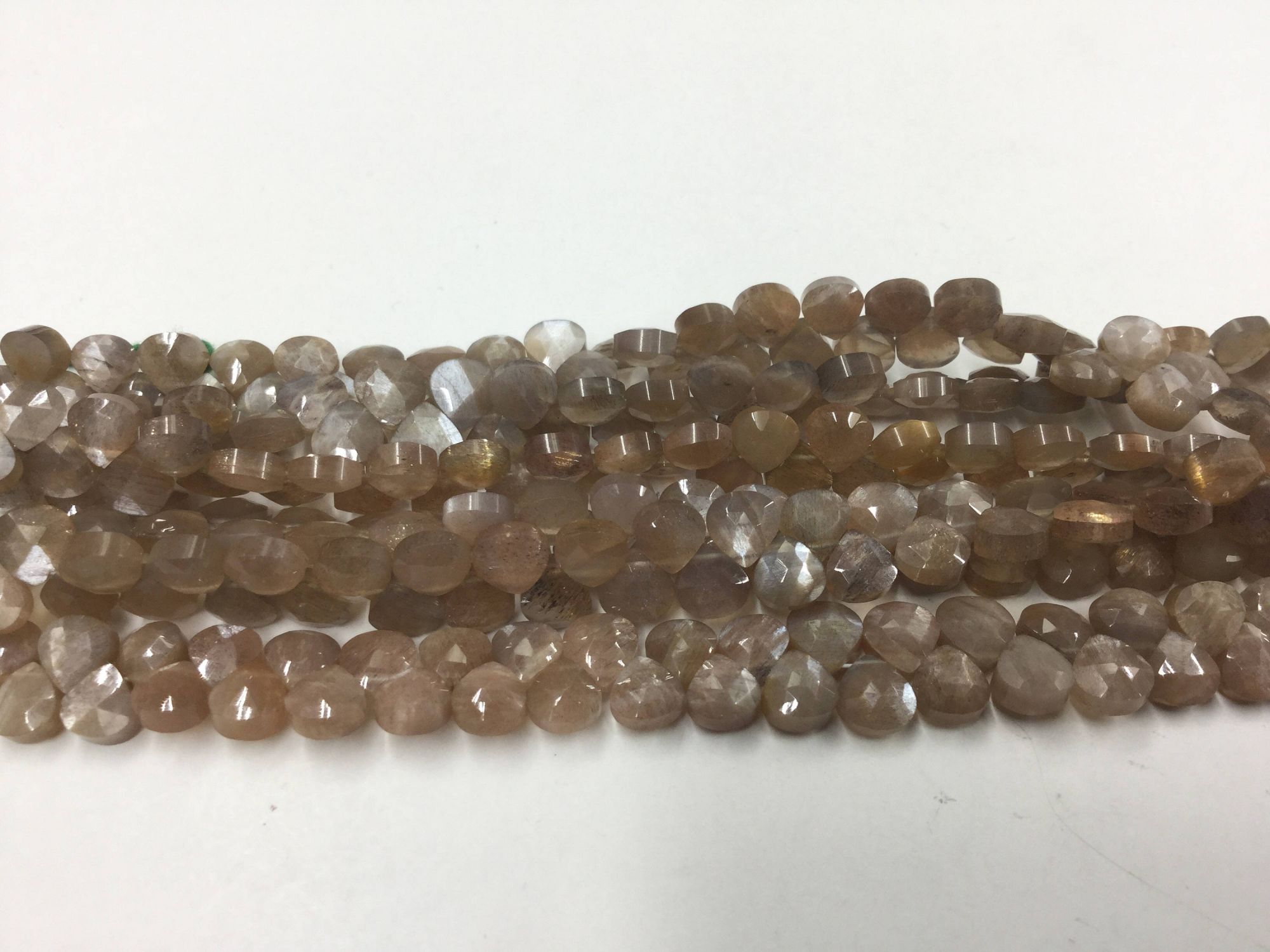 Chocolate Moonstone Hearts Faceted