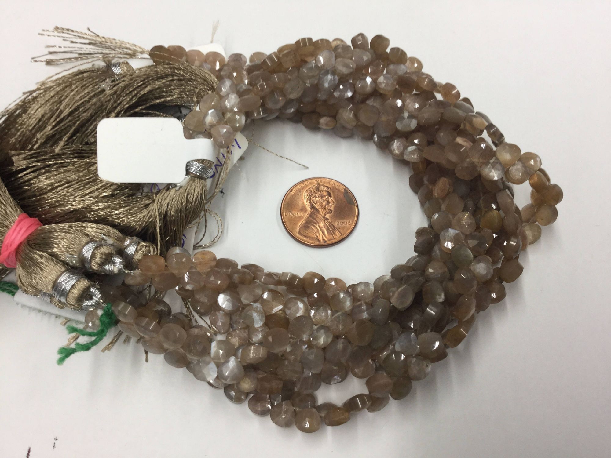 Chocolate Moonstone Hearts Faceted