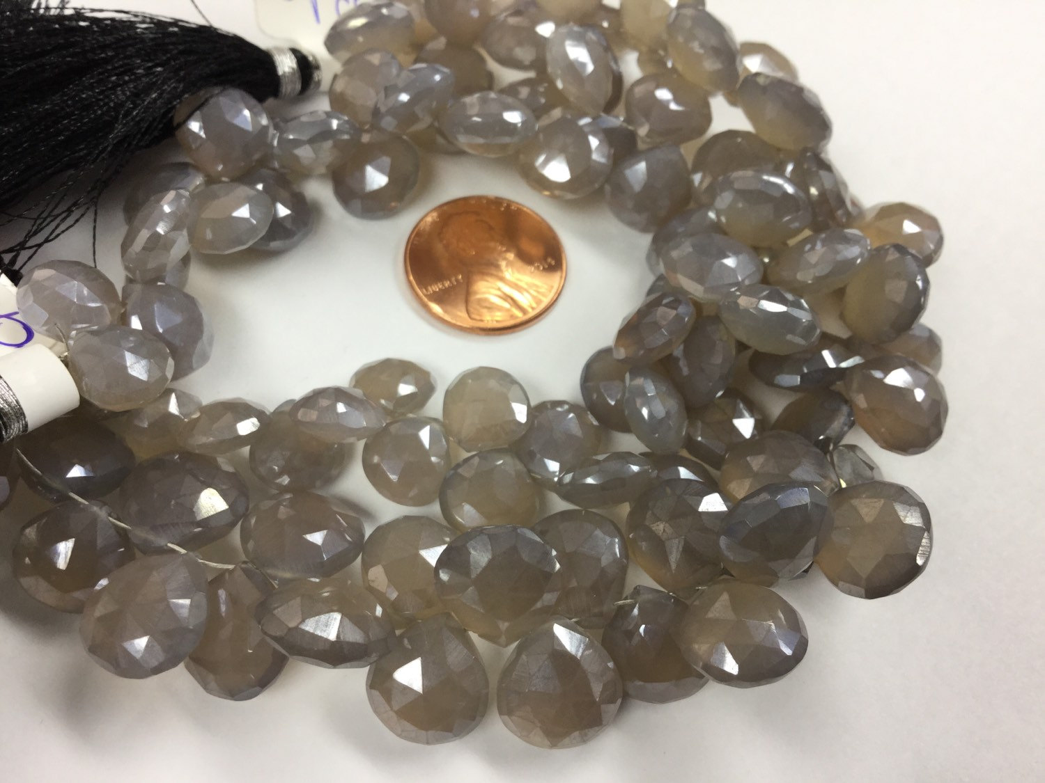 Mystic Gray Moonstone Hearts Faceted