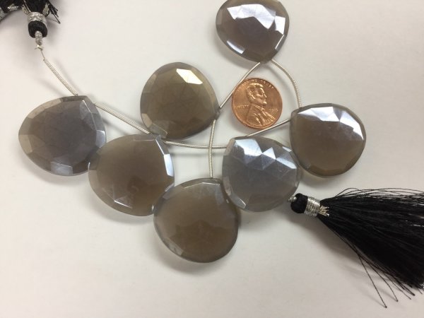 Mystic Gray Chalcedony  Hearts Faceted