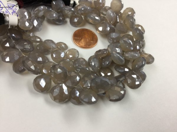 Mystic Gray Moonstone Hearts Faceted