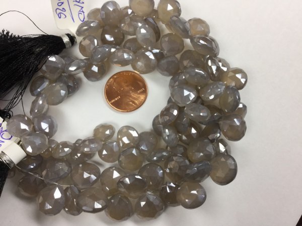 Mystic Gray Moonstone Hearts Faceted