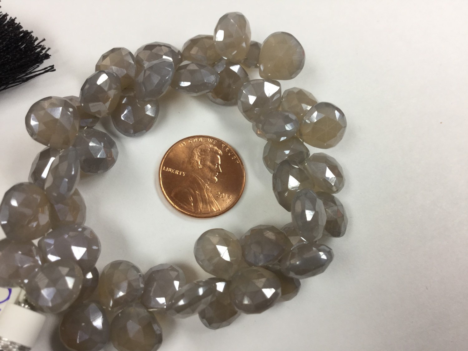 Mystic Gray Moonstone Hearts Faceted