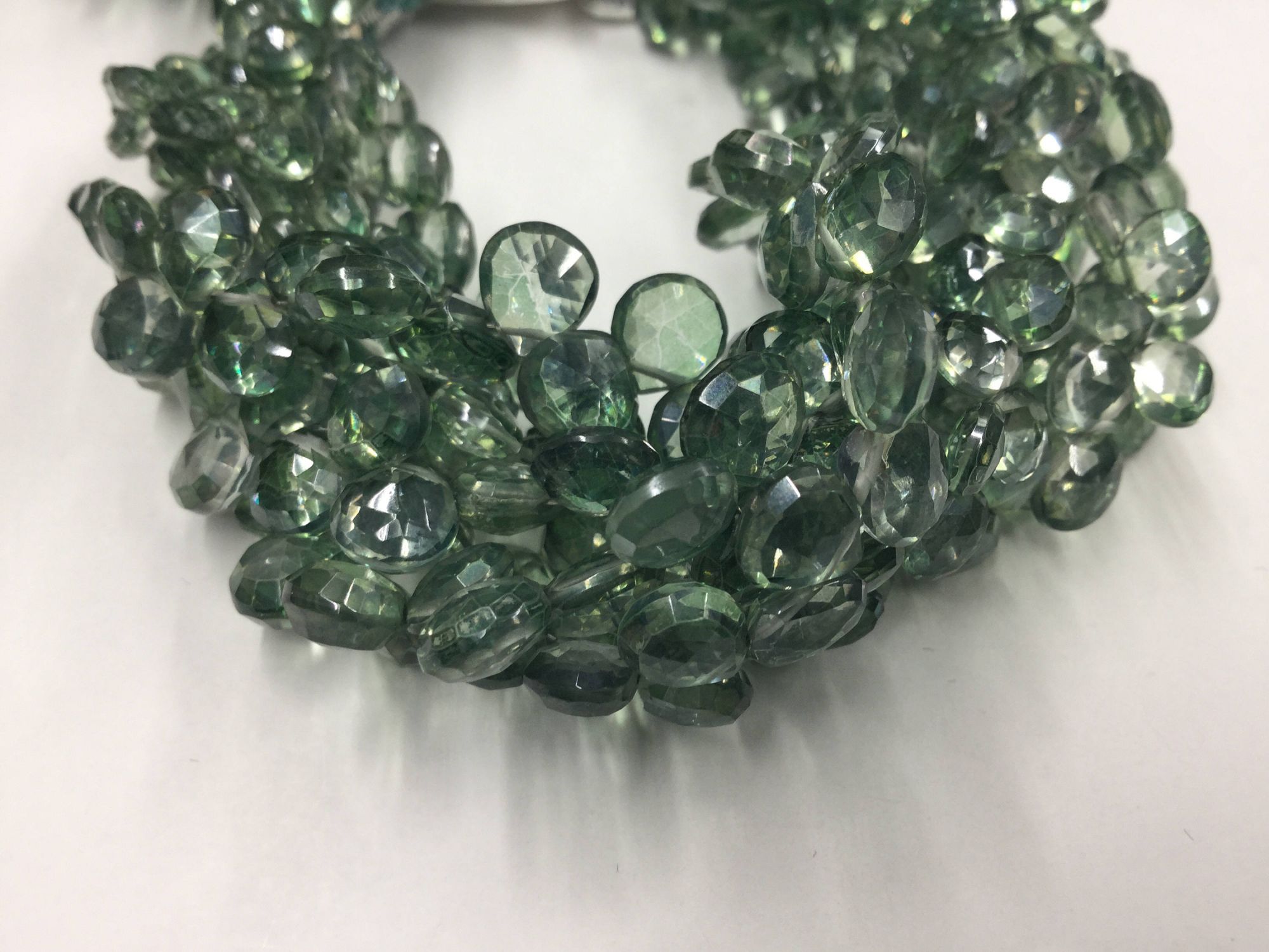 Mystic Green Hydro Quartz Hearts Faceted