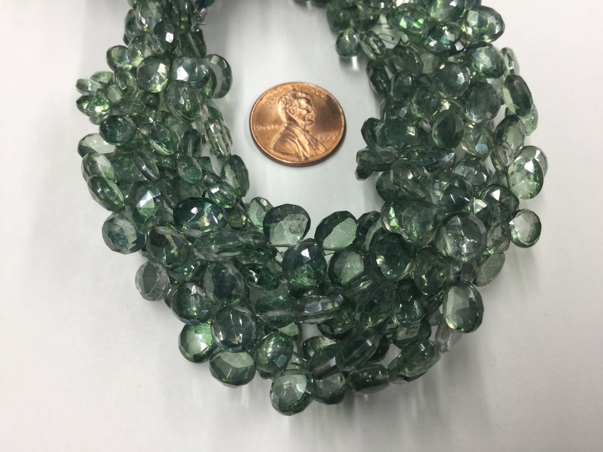 Mystic Green Hydro Quartz Hearts Faceted