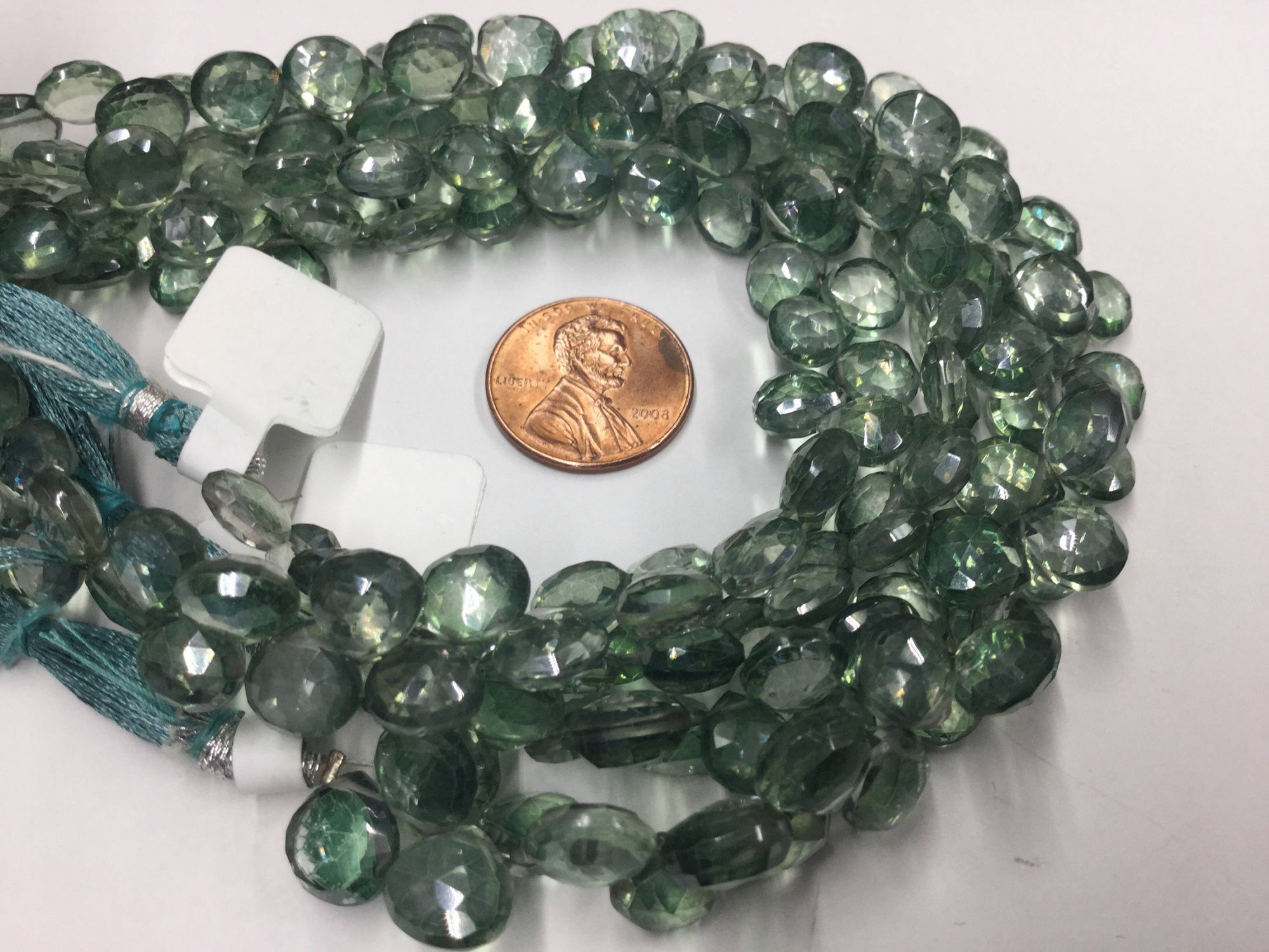 Mystic Green Hydro Quartz Hearts Faceted