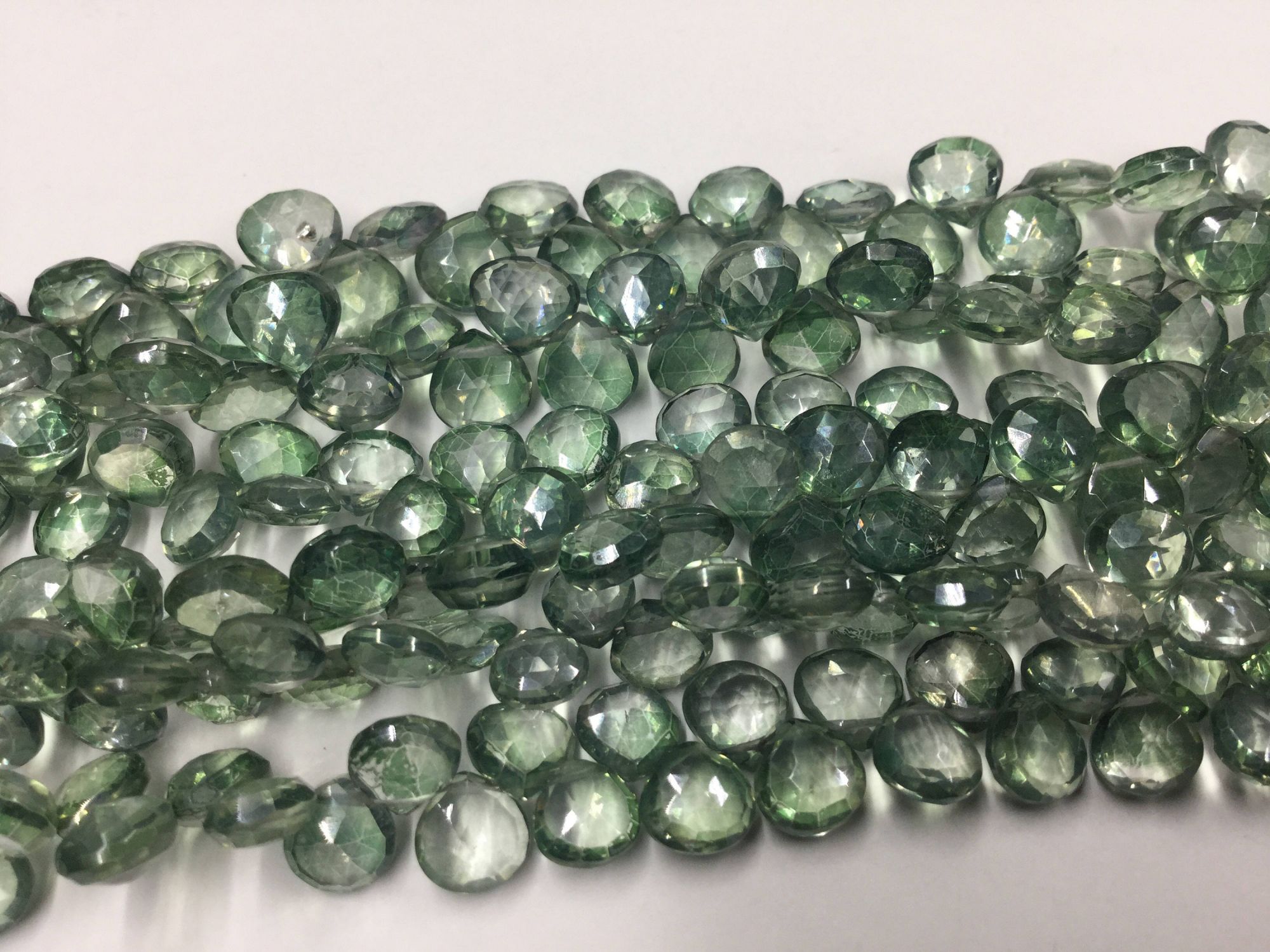Mystic Green Hydro Quartz Hearts Faceted