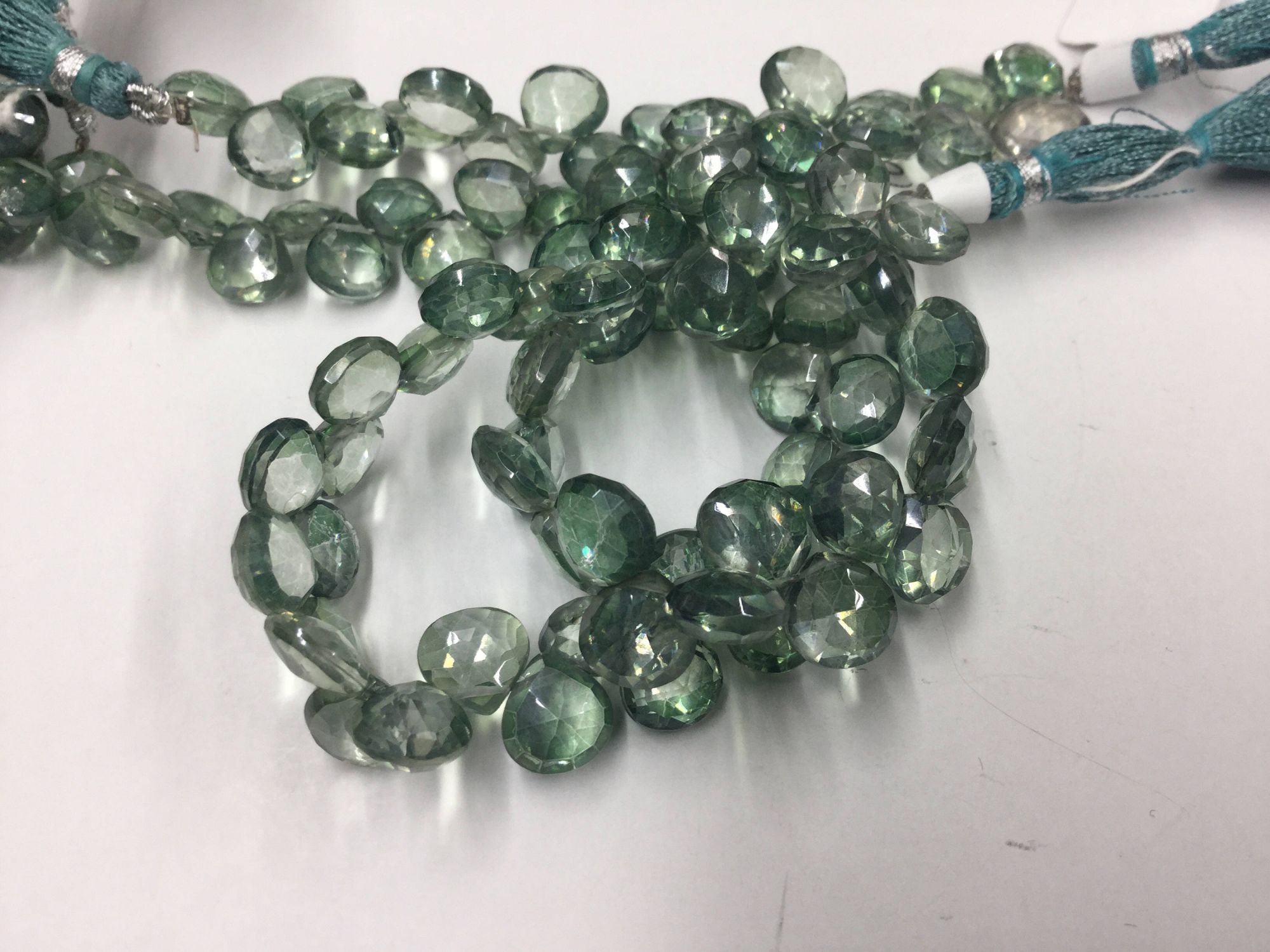 Mystic Green Hydro Quartz Hearts Faceted