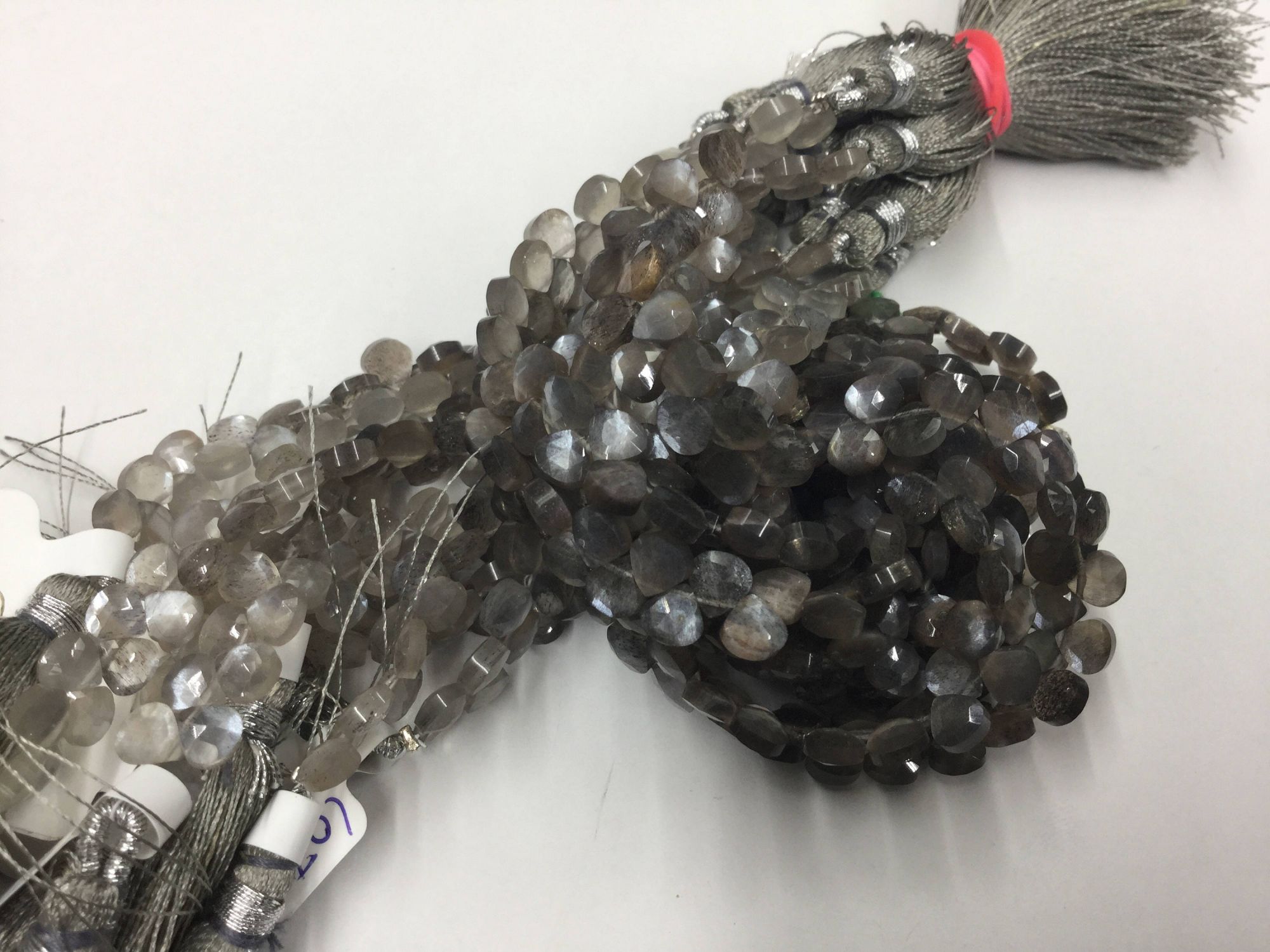 Mystic Grey Moonstone Hearts Faceted