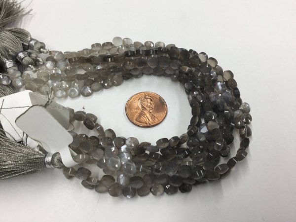 Mystic Grey Moonstone Hearts Faceted