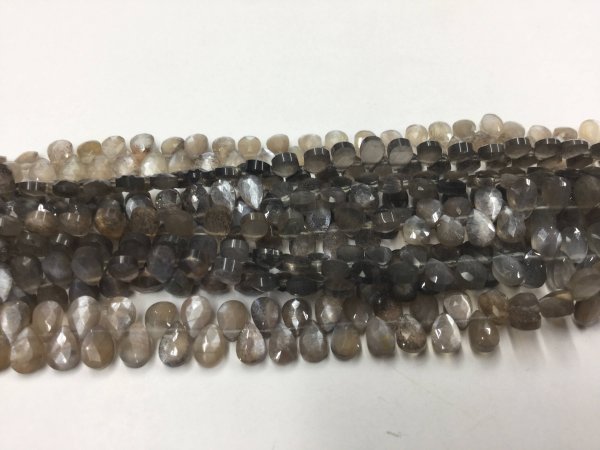 Grey Moonstone Pears Faceted