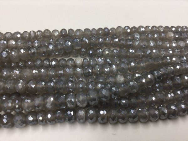 Mystic Grey Moonstone Rondelles Faceted