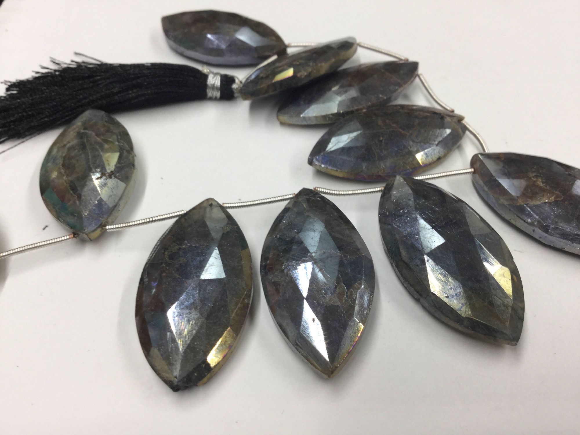 Mystic Labradorite Marquise Faceted Coated