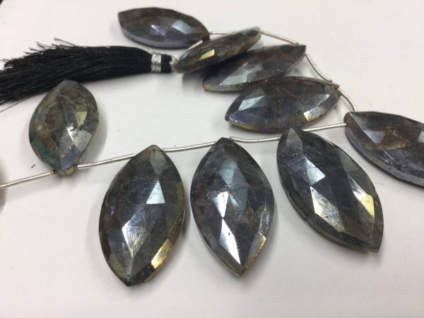 Mystic Labradorite Marquise Faceted Coated