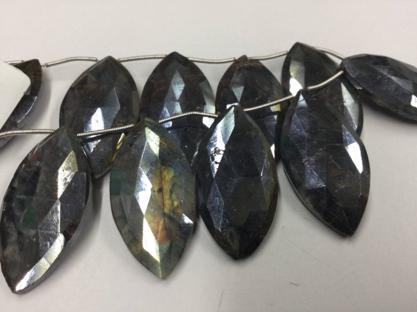 Mystic Labradorite Marquise Faceted Coated