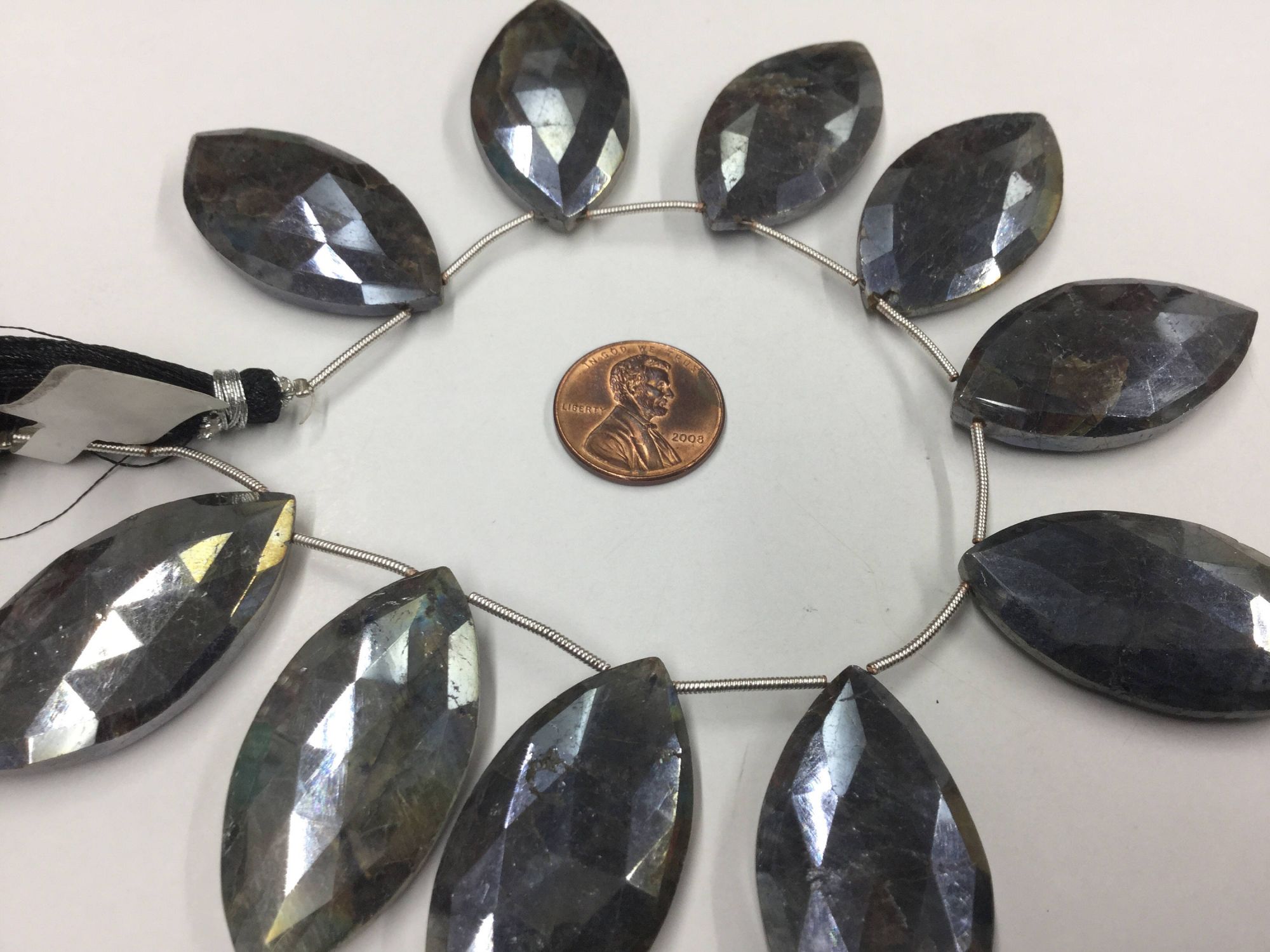 Mystic Labradorite Marquise Faceted Coated