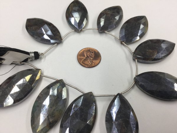 Mystic Labradorite Marquise Faceted Coated