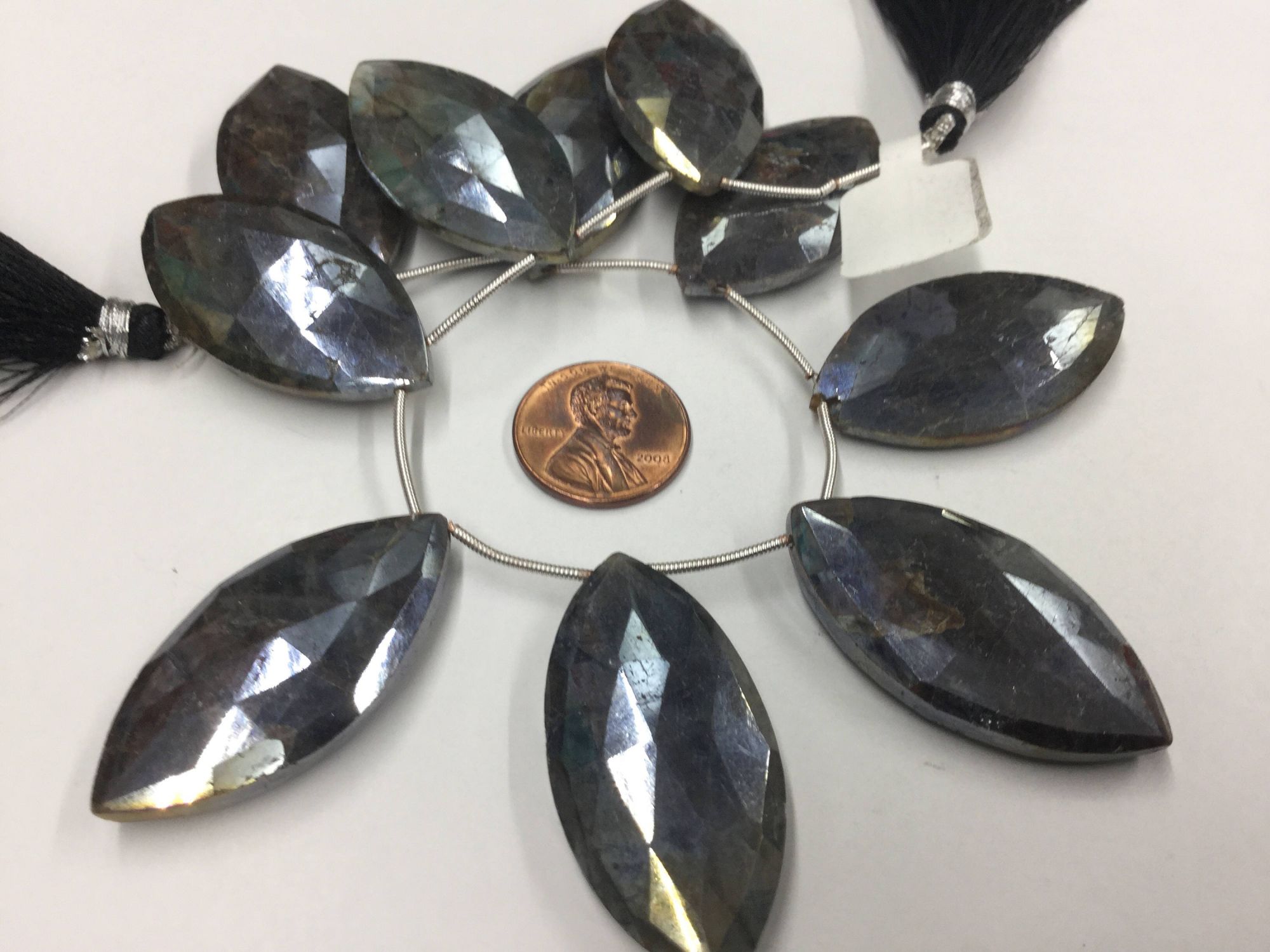 Mystic Labradorite Marquise Faceted Coated