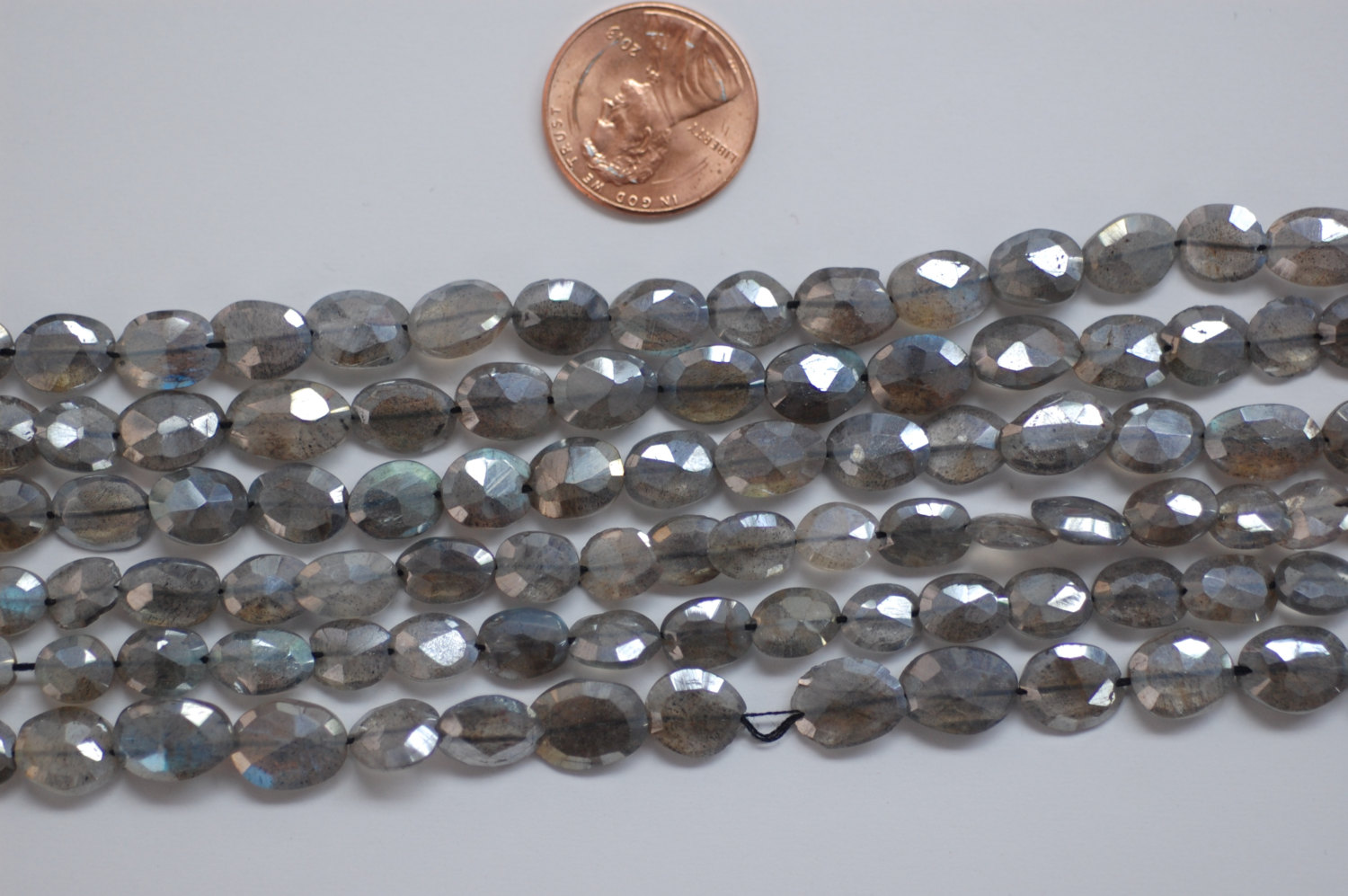 Mystic Labradorite Straight Drill Oval Faceted Coated