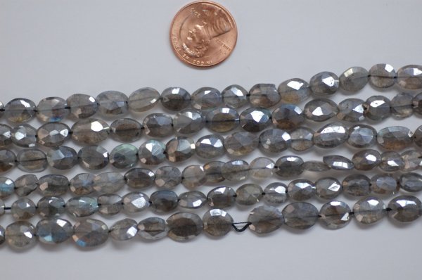Mystic Labradorite Straight Drill Oval Faceted Coated