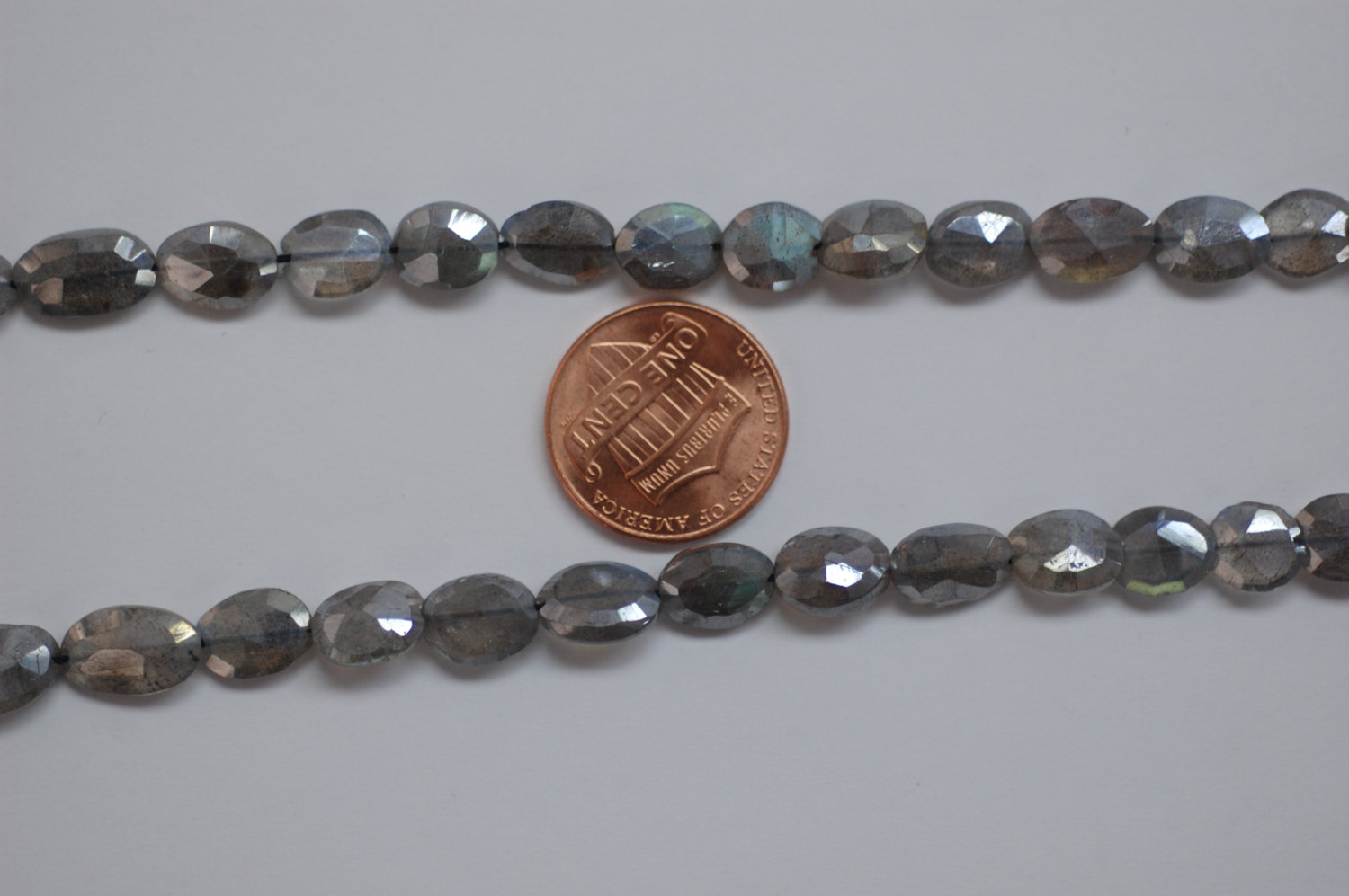 Mystic Labradorite Straight Drill Oval Faceted Coated