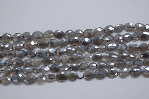 Mystic Labradorite Straight Drill Oval Faceted Coated