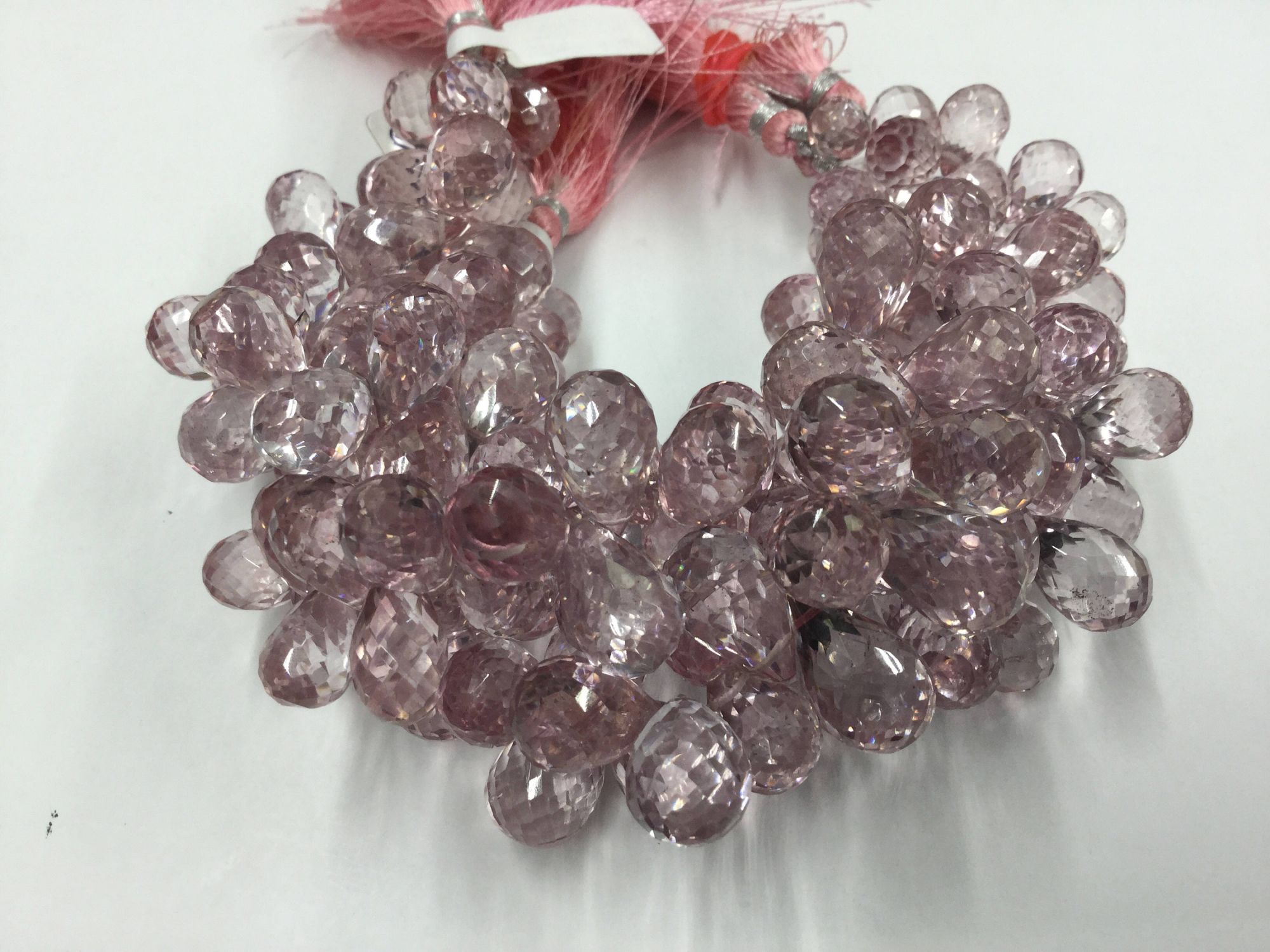 Mystic Light pink Hydro Quartz Drops Faceted