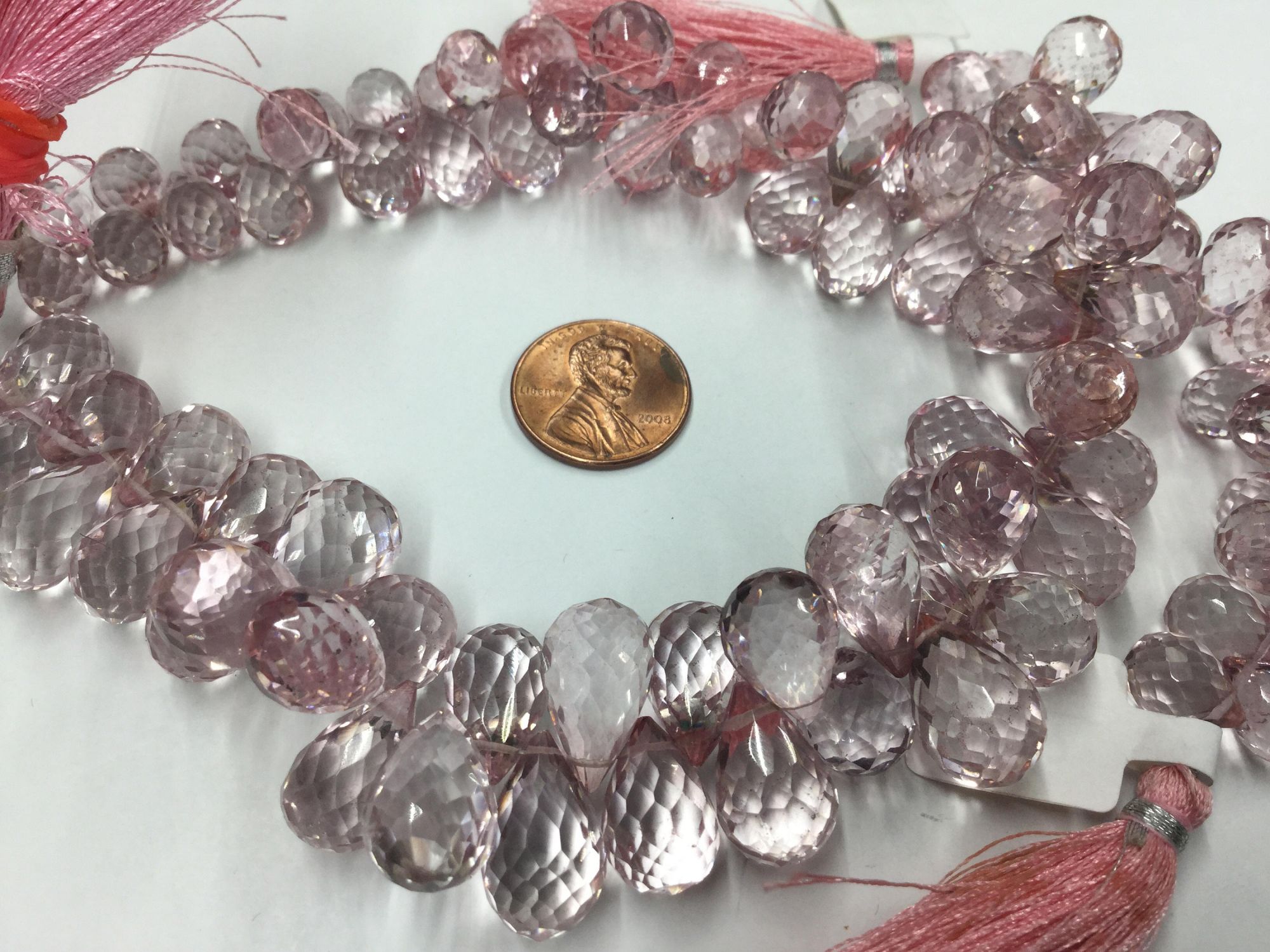 Mystic Light pink Hydro Quartz Drops Faceted