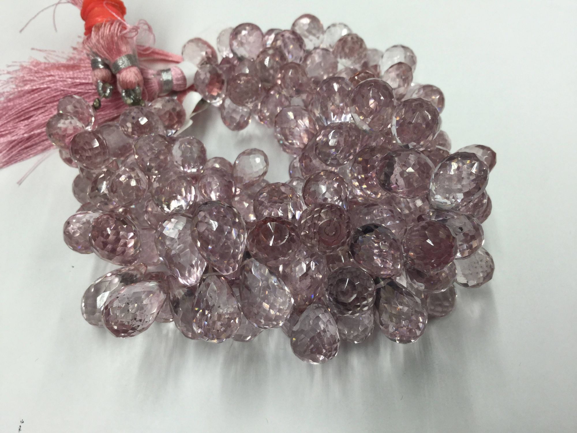Mystic Light pink Hydro Quartz Drops Faceted