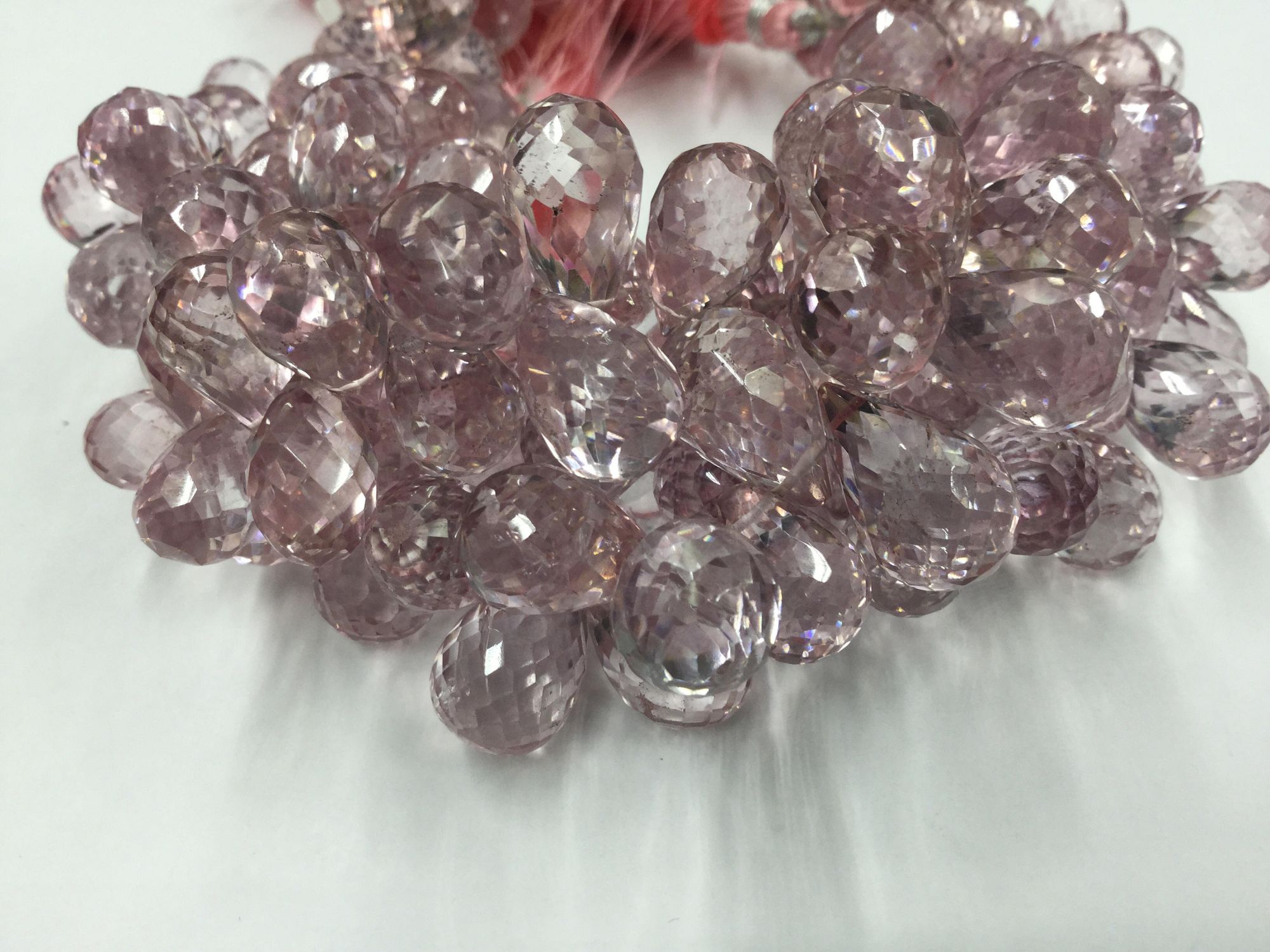 Mystic Light pink Hydro Quartz Drops Faceted