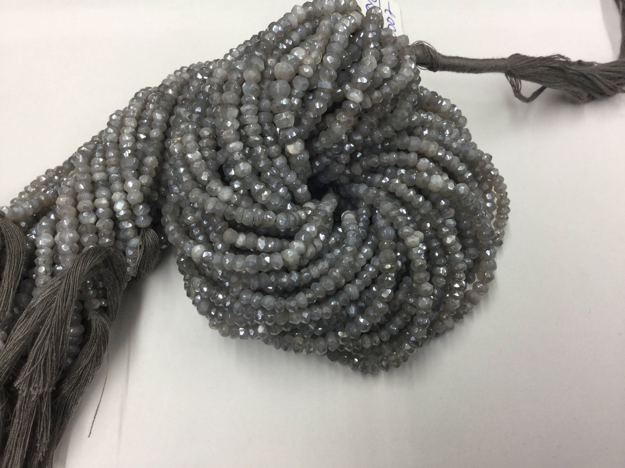 Mystic Grey Moonstone Rondelles Faceted
