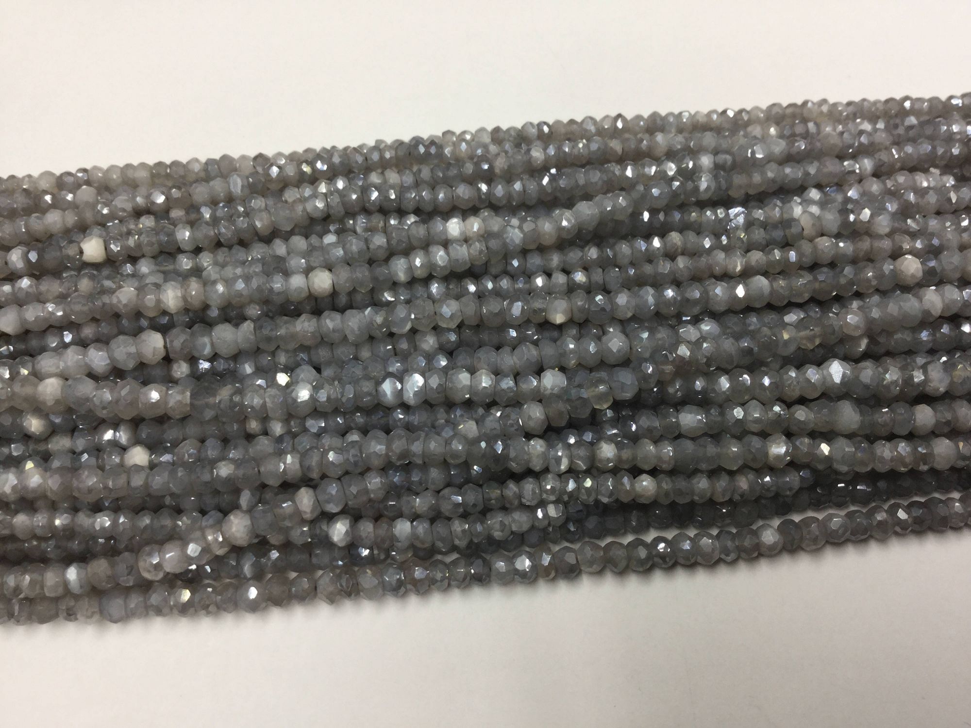 Mystic Grey Moonstone Rondelles Faceted