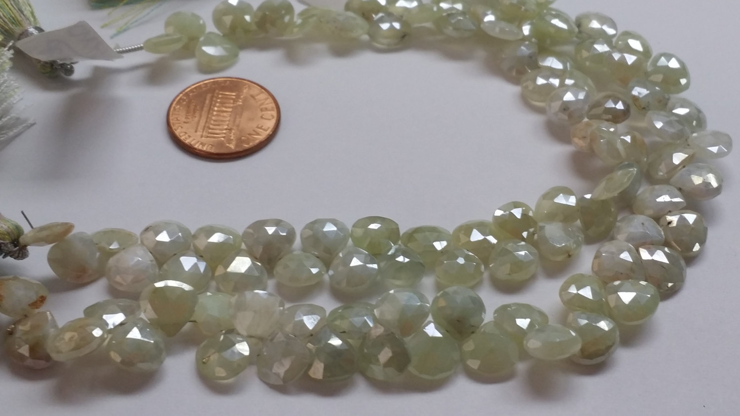 Mystic Prehnite Hearts