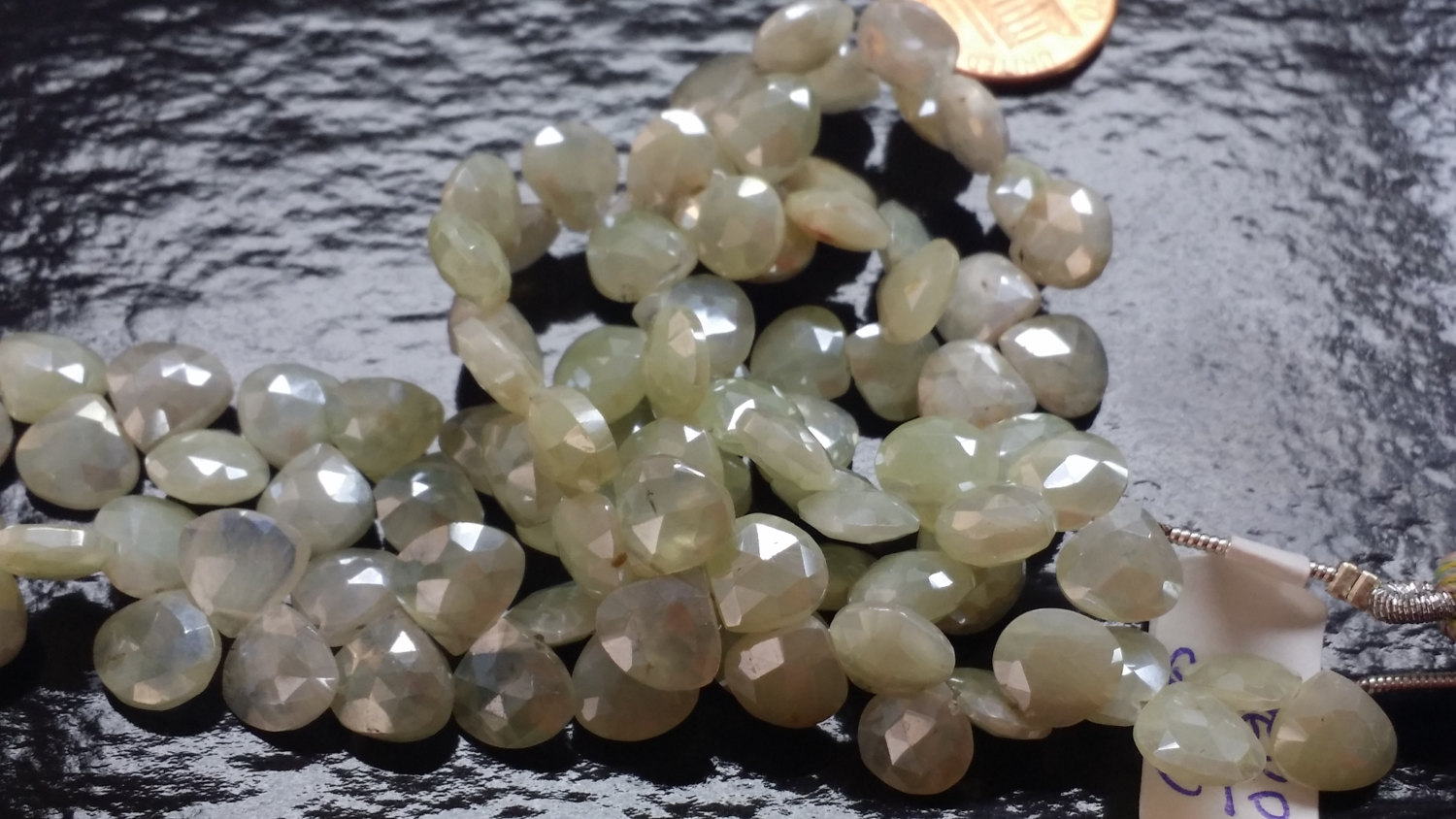 Mystic Prehnite Hearts