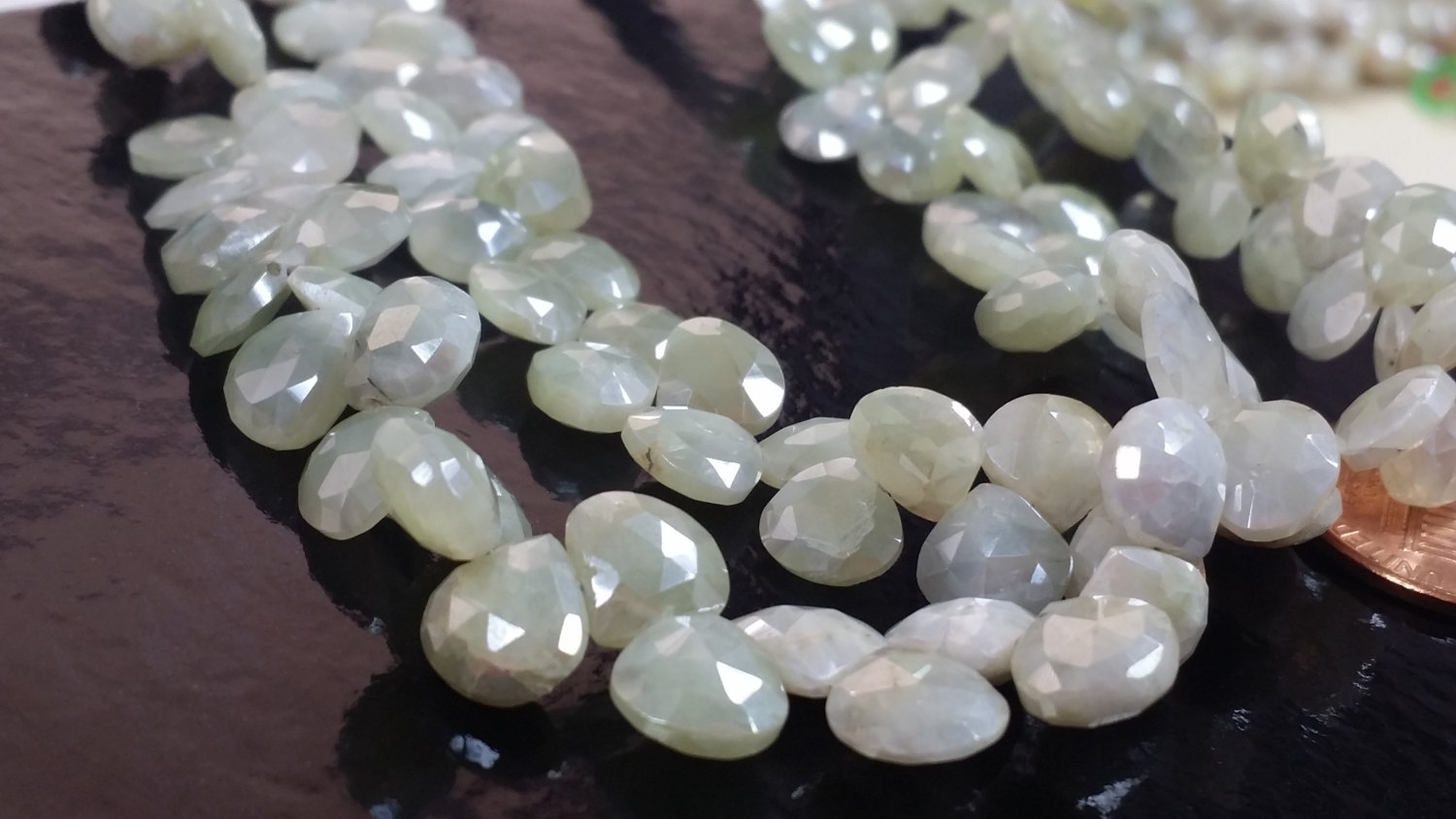 Mystic Prehnite Hearts