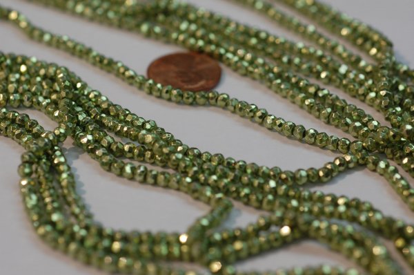 Mystic Pyrite Green Coated Rondelles